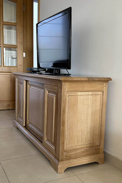 creation sur mesure meubles Tv & biblio Picardie en chêne PODR barbier mettet
